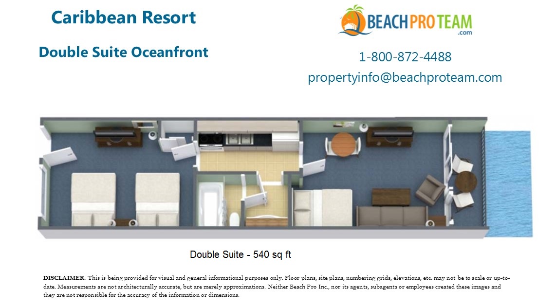 Caribbean I Floor Plan - 1 Bedroom Oceanfront